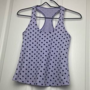 Lululemon Athletica Purple/Black Polka Dot Cool Racer Racerback Tank Top Size 4